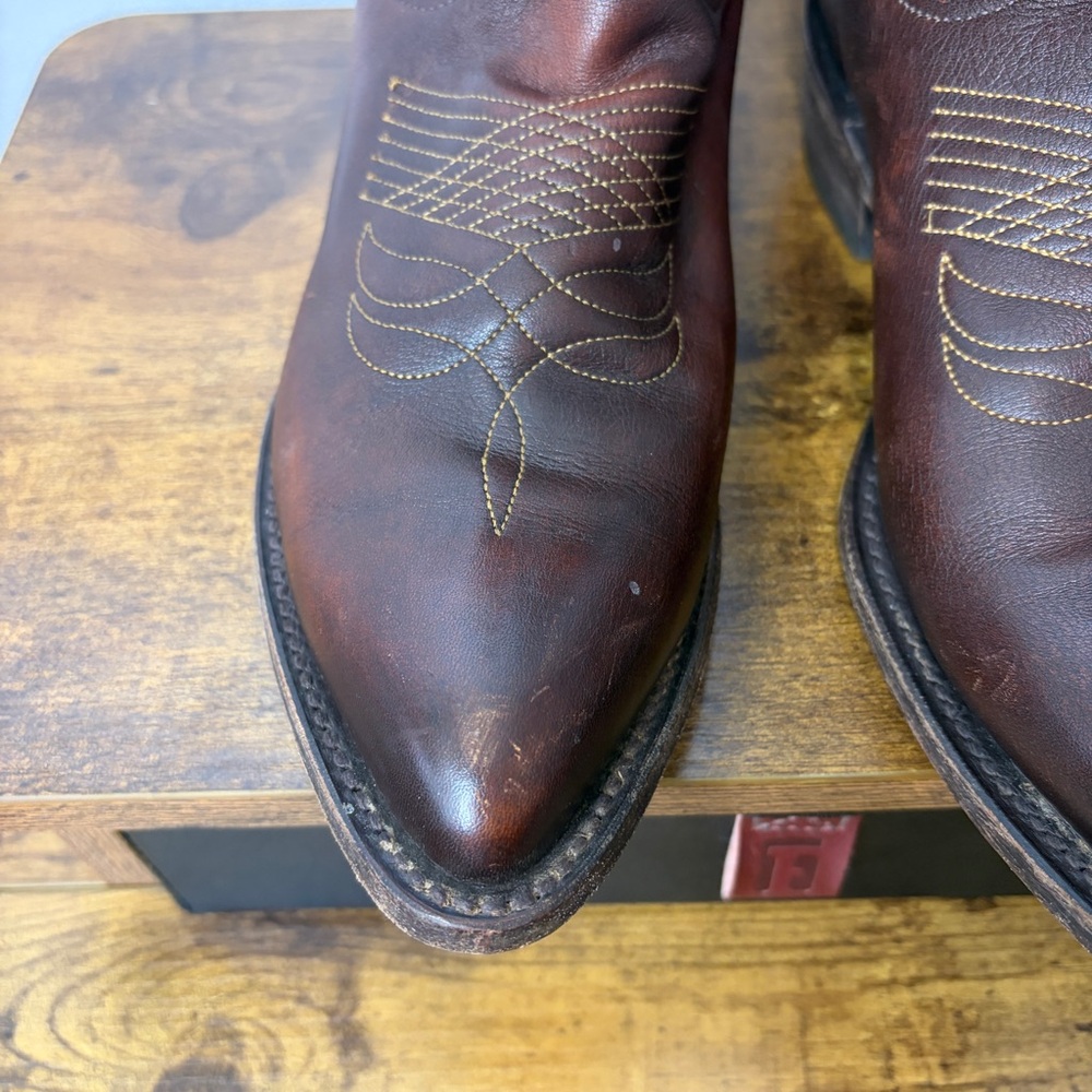 Women’s Frye Billy Pull On Leather Cowgirl Boots Brown Size 9 - Picture 4 of 10